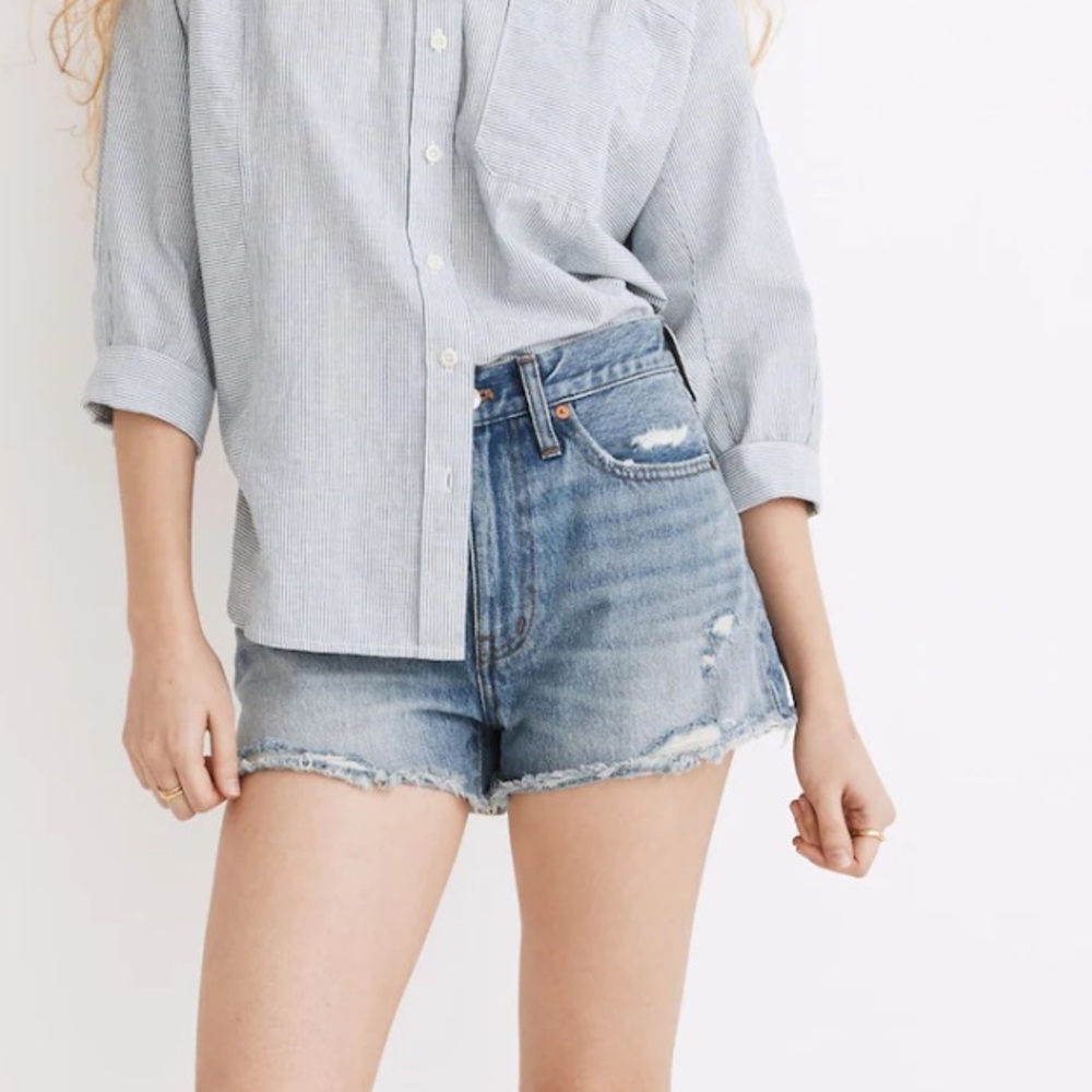 Madewell Relaxed Denim Shorts in Renfield Wash: Destructed Edition 2022 NWT-23